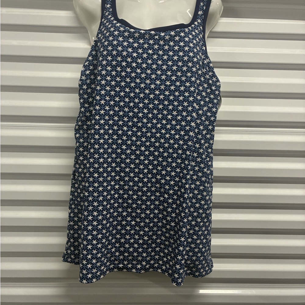 Navy Star Patterned Tank Top